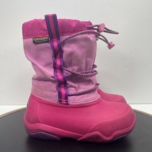 CROCS Snow Boots Pink Size C 10 Girls Swiftwater Hydroguard‎ Waterproof Corded